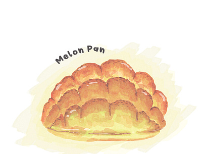 Melon Pan bread design food icon illustration japanese melon pan melonpan pastry watercolor