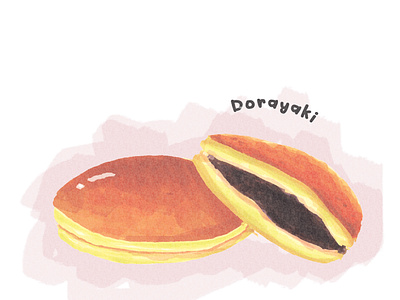 Dorayaki anko dorayaki food icon illustration japanese snack summer traditional watercolor