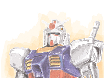 Gundam anime bot design gundam illustration japan japanese manga mecha technology watercolor