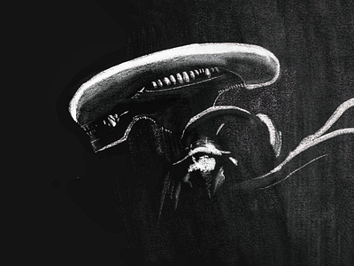 Xenomorph alien drawing illustration sketch space