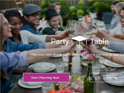 PartyTable Landing Page fun landing page party