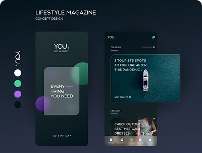 Lifestyle Magazine Mobile app clean dark glass lifestyle magazine mobileapp morphism uidesign uxdesign