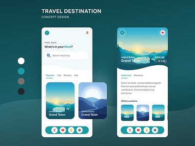 Travel Destination Mobile clean destination flat flat artwork flat icons mobile app simple travel ux design white