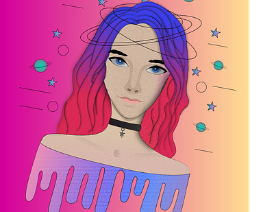 Space Girl art character clean design graphic design illustration illustrator