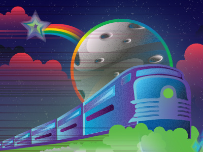 All aboard the Technicolor Rail gradients moon rainbow train