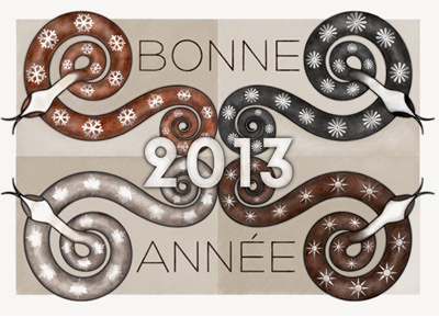 Bonne Année 2013 2013 holiday card illustration print design