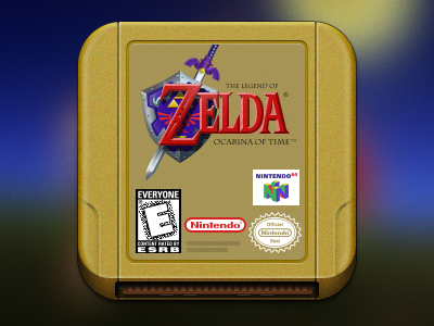 Console Icons - Zelda: Ocarina of Time cartridge console gaming icon n64 nintendo nostalgia ocarina photoshop pixel retro zelda