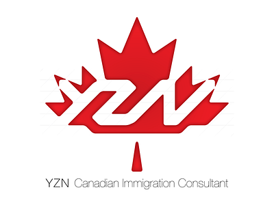 YZN Canadian Immigration Consultant branding canada canadian consultant iata identity illustration logo maple maple leaf negative space typography vector
