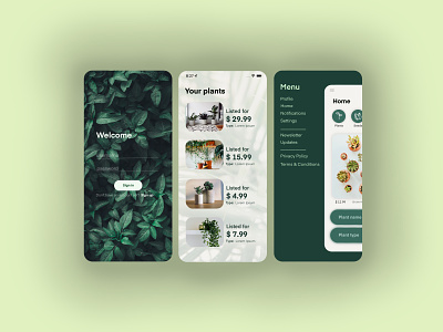 Design for iOS app for plants 3d animation artistic branding catchy creative design eco friendly graphic design green illustration ios logo modern motion graphics plants ui ux vector