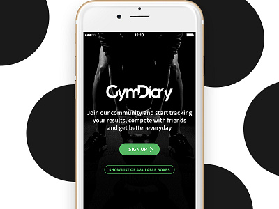 Welcome screen app bodybuilding crossfit diary fitness gym mobile result sports tracking