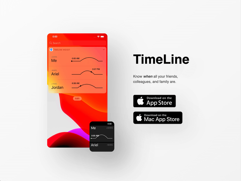 TimeLine app ios landing page macos product design watchos web design