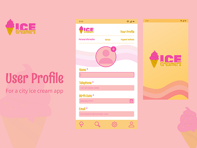 Daily UI, Challenge 006 - User Profile app app design challengeui dailyui dailyui 006 ice cream ui ui design uiux user profile ux