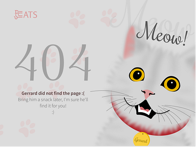 Daily Ui, Challenge 008 - Error 404 404 error cat challengeui dailyui design error error 404 kitty meow not found page not found puppies ui ui design uiux ux