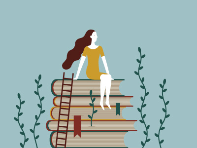 Hello books debut firstshot girl hello illustration plants vector