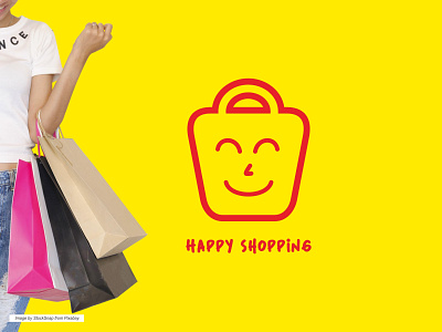 Happy Shopping Logo bag branding happy logo shop shopping smile women