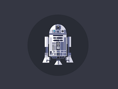 R2-D2 android blue bot flat illustration r2d2 robot star wars technologic technology