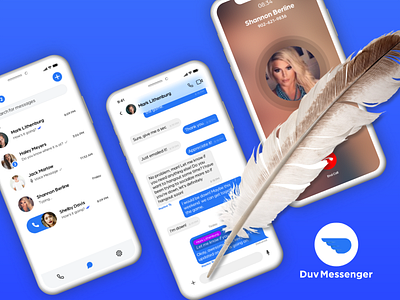 DuvMessenger app brand design branding chat chat app chat application clean covid graphic graphic design illustration logo message messaging messaging app messenger mobile app video chat