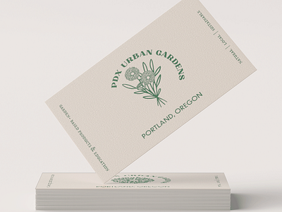 PDX Urban Gardens Business Card branding business card design flower graphic design hand crafted hand made icon illustration logo typography vector