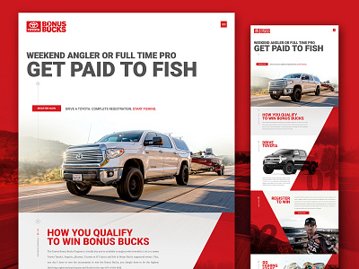 Toyota Bonus Bucks Website Concept boat bonus bucks branding fishing outdoor website outdoors pickup toyota trucks website website concept website design