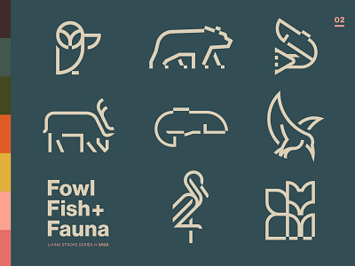 Fowl, Fish & Fauna animals birds clean design fauna fish graphic design illustration logo vector