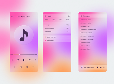 Glasmorphy music playlist app design design uidesign