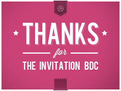 Thanks for the invitation! clean dribbble invite pink ribbon thanks type typography