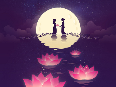 Chinese Valentine's Day illustration love night valentine