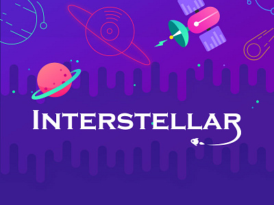 Interstellar colorful flat illustration planet star