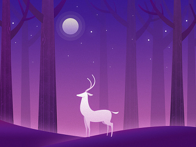 deer deer flat illustration moon night peace star