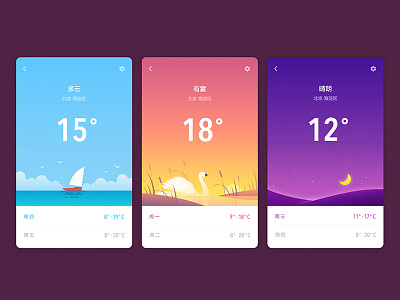 Weather App app cloudy color foggy illustration interface sunny ui weather