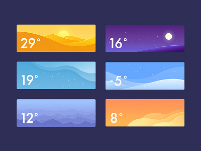 Weather app cloudy foggy illustration interface night rainy snowy sunny ui weather widget