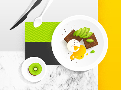 food illustration avocado breakfast brunch colorful dessert egg flat food green illustration kiwifruit lay