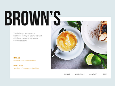 BROWN’S coffee dessert food interface restaurant website