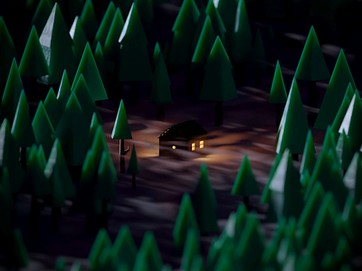 Who Rests in the Forest 3d blender cabin cycles forest isometric low poly render woods