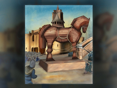 Trojan horse artwork autodesk sketchbook pro beautiful creative digital painting drawing fantasy artwork illustration medieval painting trojan horse