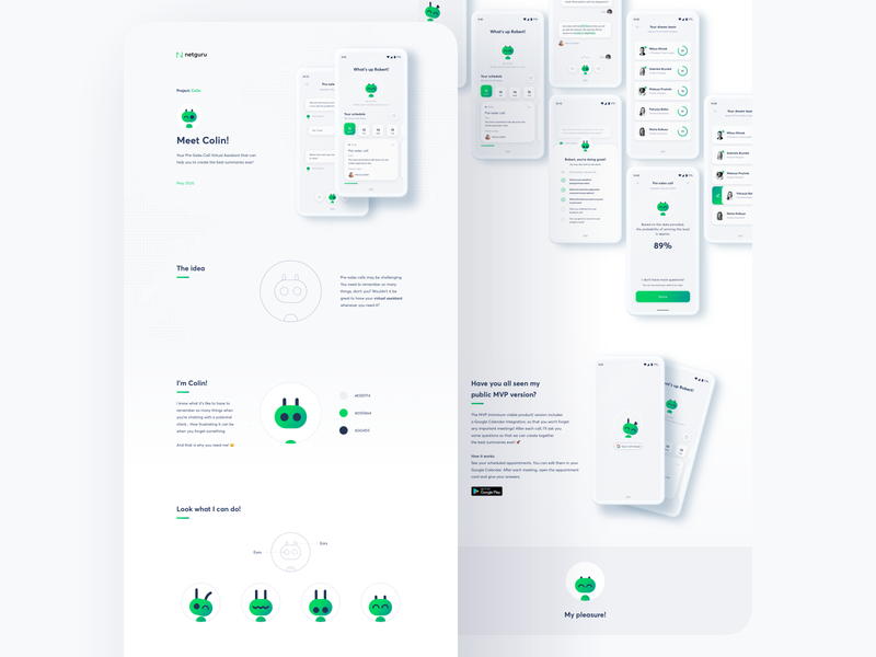 Colin - Behance Case Study app design assistant case study chat chatbot design sprint presales profile speech recognition team ui