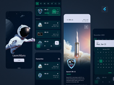 LaunchGuru - just landed! 3d app flutter material design space ui design