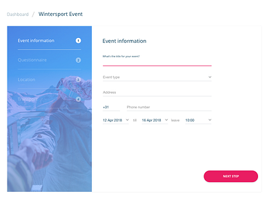 Events App events platform questionnaire wintersport wizard