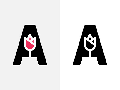 A + Flower a a letter colors flower logo minimal