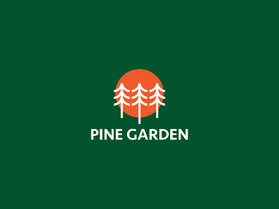 Pine Garden garden geometric green minimal orange pine restaurant restaurant logo shkugeza simple sun tree logo trees
