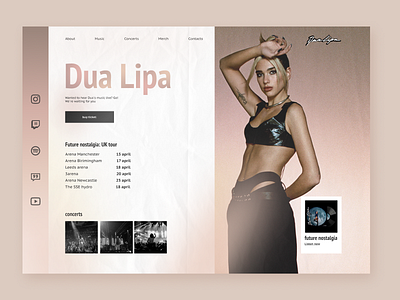 Dua Lipa website concept concept design shot ui ukraine ukrainiandesigner ukrdesign