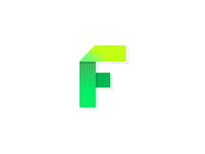 Origami F f gradient green letter origami type web