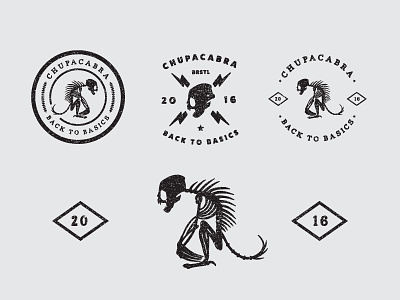 Chupacabra branding chupacabra crest emblem icon logo myth mythical creature restaurant skeleton skull stamp