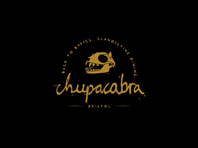 Chepucabra branding chupacabra crest emblem icon logo myth mythical creature restaurant skeleton skull stamp