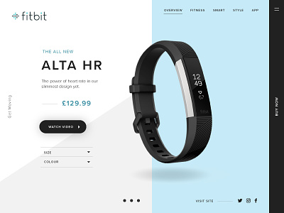 Fitbit Product Card blue ecommerce fitbit fitness grey health product product card shopping ui ux watch