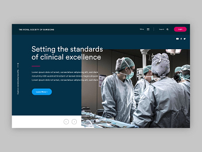 Homepage Header banner doctors homepage hospital membership site society surgeons ui ux we website