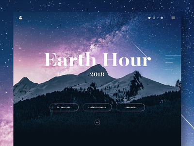 Earth Hour Microsite campaign earth environment environmental homepage lights microsite mountains one page stars ui web
