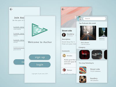 Axchor (Podcast) User Interface app design podcast ui ux