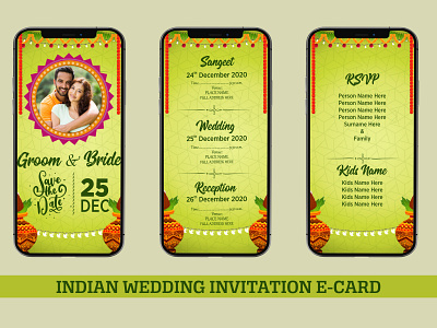 Beautiful Indian Wedding Invitation E-Card design digital cards digital illustration digital invitation ecard graphic design mockup