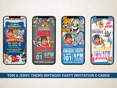 Tom & Jerry Theme Birthday Party Invitation E-Cards